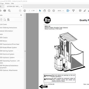 BT Prime Mover WSX-OS Electric Walkie Straddle Order Selector Parts Manual PDF