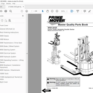 BT-Prime Mover WSX20 WSX25 Electric Walkie Straddle Stacker Parts Manual PDF