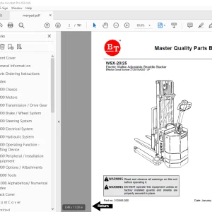 BT Prime-Mover WSX20 WSX25 Electric Walkie Adjustable Straddle Stracker Parts Manual PDF