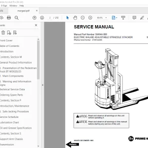 BT Prime-Mover WSX20 WSX25 Electric Walkie Adjustable Straddle Stracker Service Manual PDF