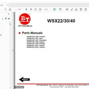 BT Prime Mover WSX22/30/40 Quality Parts Manual - PDF DOWNLOAD