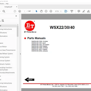 BT Prime-Mover WSX22 WSX30 WSX40 Electric Straddle Stacker Truck Parts Manual PDF