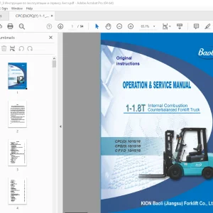 Baoli CPC(D) 10/15/18 CPQ(D) 10/15/18 CPYD 10/15/18 Forklift Operation & Service Manual PDF