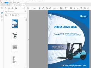 Baoli CPCD 20/25/30/35F CPQ(Y)D 20/25/30/35F Forklift Operation & Service Manual PDF