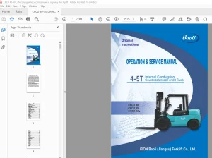 Baoli CPCD 40 CPCD 45 CPCD 50L Forklift Truck Operation & Service Manual PDF