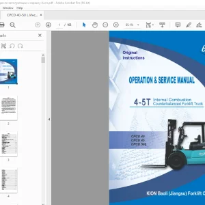 Baoli CPCD 40 CPCD 45 CPCD 50L Forklift Truck Operation & Service Manual PDF