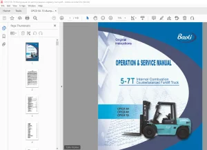 Baoli CPCD 50 CPCD 60 CPCD 70 Forklift Truck Operation & Service Manual PDF