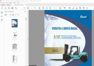 Baoli CPCD 80 CPCD 100 Forklift Truck Operation & Service Manual PDF