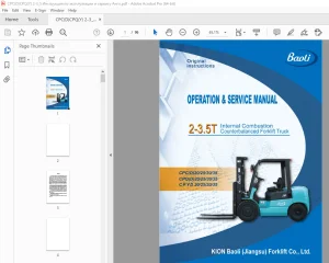 Baoli CPC(D)20/25/30/35 CPQ(D)20/25/30/35 CPYD 20/25/30/35 Forklift Operation & Service Manual PDF