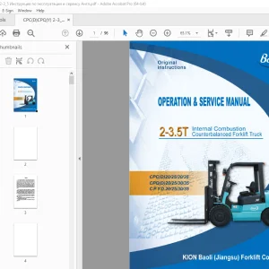 Baoli CPC(D)20/25/30/35 CPQ(D)20/25/30/35 CPYD 20/25/30/35 Forklift Operation & Service Manual PDF