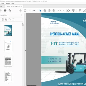 Baoli CPD10-30 DC CPD10J-30J AC 1-3T Truck Operation & Service Manual PDF