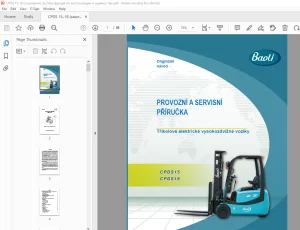 Baoli CPDS15 CPDS18 elektrické vysokozdvižné vozíky PROVOZNÍ A SERVISNÍ PŘÍRUČKA PDF
