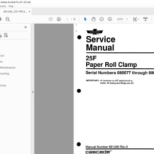Cascade 25F Paper Roll Clamp Service Manual 681466 - PDF DOWNLOAD