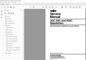 Cascade 30C, 55C, and 100C Sideshifters Service Manual 667434 - PDF DOWNLOAD