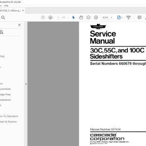 Cascade 30C, 55C, and 100C Sideshifters Service Manual 667434 - PDF DOWNLOAD