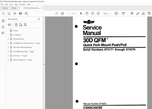 Cascade 30D QFM Quick Fork Mount Push/Pull Service Manual - PDF DOWNLOAD