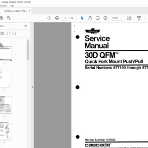 Cascade 30D QFM Quick Fork Mount Push/Pull Service Manual Digital PDF