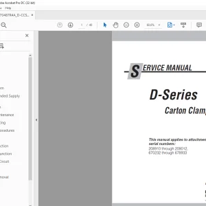 Cascade D-Series Carton Clamps Service Manual 670487-R4A -  PDF DOWNLOAD