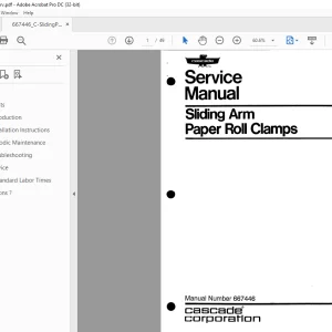 Cascade Sliding Arm Paper Roll Clamps Service Manual 667446 - PDF DOWNLOAD