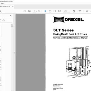 Drexel SLT Series SwingMast Fork Lift Truck Service and Parts Maintenance Manual  PDF
