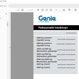 GENIE 2500 kg Lemezre rögzített horog Felhasználói Kézikönyv -  PDF DOWNLOAD