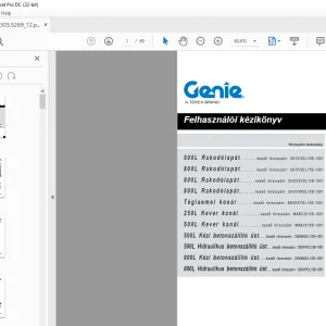 GENIE 500L Rakodólapát Felhasználói kézikönyv -  PDF DOWNLOAD