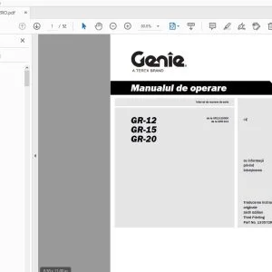 GENIE GR-12 GR-15 GR-20 Manualul de operare 133572RO - PDF DOWNLOAD