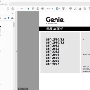 GENIE GS-1530/32 GS-1930/32 GS-2032 GS-2632 GS-3232 GS-2046 GS-2646 GS-3246 GS-4047 작동 설명서 - PDF