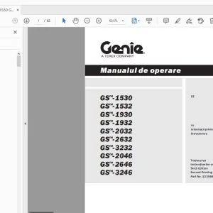 GENIE GS -1530 GS -1532 GS-1930 GS-1932 GS-2032 GS-2632 GS-3232 GS-2046 GS-2646 GS-3246 Manualul de operare - PDF