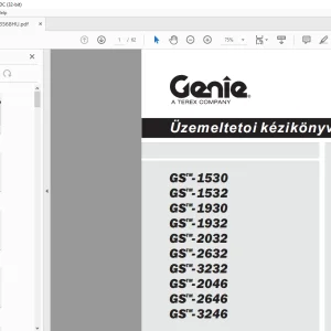 GENIE GS-1530 GS-1532 GS-1930 GS-1932 GS-2032 GS-2632 GS-3232 GS-2046 GS-2646 GS-3246 Üzemeltetoi kézikönyv