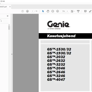 GENIE GST-1530/32 GSTM-1930/32 GSTM-2032 GSTM-2632 GST-3232 GSTM-2046 GST-2646 GSTM-3246 GST-4047 Kasutusjuhend - PDF