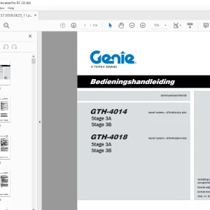 GENIE GTH-4014 Stage 3A Stage 3B GTH-4018 Stage 3A Stage 3B Bedieningshandleiding PDF