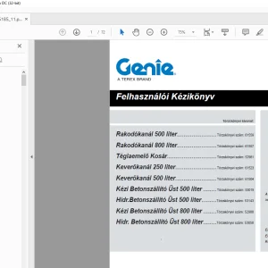 Genie 500L Loading Bucket User Manual (Hungarian) PDF