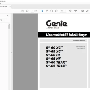 GENIE S-60 XC S-60 XC S65-XC S-65 XC S-60 HF S-65 HF S-60 TRAX S-65 TRAX Felhasználói Kézikönyv