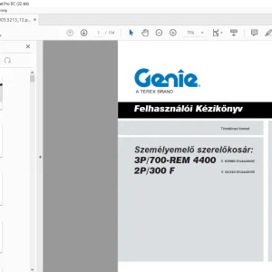 GENIE Személyemelő szerelőkosár: 3P/700-REM 4400 2P/300 F Felhasználói Kézikönyv PDF