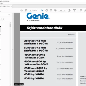 Genie 2500 kg FASTUR Stjórnandahandbók 57.0303.5243 - PDF DOWNLOAD