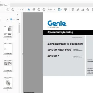 Genie Bæreplatform til personer 3P/700-REM 4400 2P/300 F Operatørvejledning 57.0303.5284_13 - PDF
