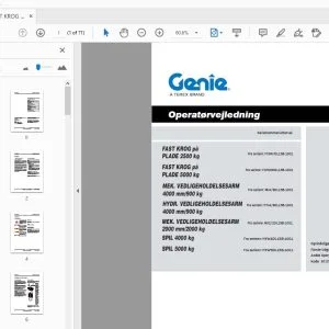 Genie FAST KROG på PLADE 2500,5000 kg MEK. VEDLIGEHOLDELSESARM 4000 mm900kg,2000 mm2000kg HYDR. VEDLIGEHOLDELSESARM 4000 mm 900kg SPIL 4000,5000kg Operatørvejledning - PDF