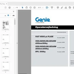 Genie FAST KROG på PLADE VEDLIGEHOLDELSESARM 4000mm/900kg VEDLIGEHOLDELSESARM 2000mm/2000kg SPIL 3000kg Operatørvejledning - PDF DOWNLOAD