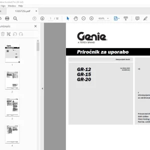 Genie GR-12 GR-15 GR-20 Priročnik za uporabo 133572SL PDF