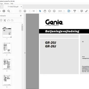 Genie GR-20J GR-26J Betjeningsvejledning T110457DA PDF