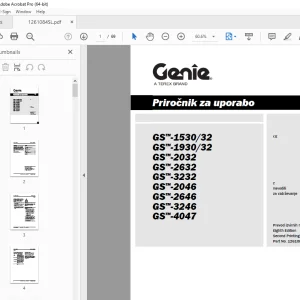 Genie GS-1530/32 CE GS-1930/32 GS-2032 GS-2632 GS-3232 GS-2046 GS-2646 GS-3246 GS-4047 Priročnik za uporabo 1261084SLGT PDF