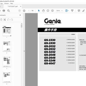 Genie GS-1530 GS-1930 GS-2032 GS-2632 GS-3232 GS-2046 GS-2646 GS-3246 GS-4047 操作手冊 T107026CT PDF