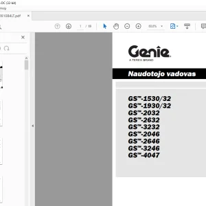 Genie GS-1530/32 GS-1930/32 GS-2032 GS-2632 GS-3232 GS-2046 GS-2646 GS-3246 GS-4047 Naudotojo vadovas