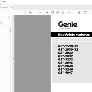 Genie GS-1530/32 GS-1930/32 GS-2032 GS-2632 GS-3232 GS-2046 GS-2646 GS-3246 GS-4047 Naudotojo vadovas 1270101LTGT