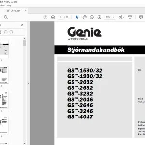 Genie GS-1530/32 GS-1930/32 GS-2032 GS-2632 GS-3232 GS-2046 GS-2646 GS-3246 GS-4047 Stjórnandahandbók 1261084