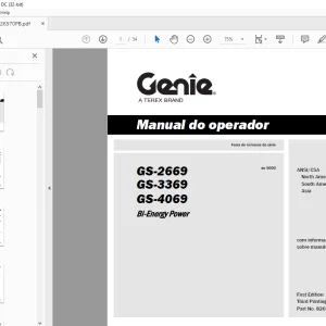 Genie GS-2669 GS-3369 GS-4069 Bi-Energy Power Manual do operador 826570PB - PDF