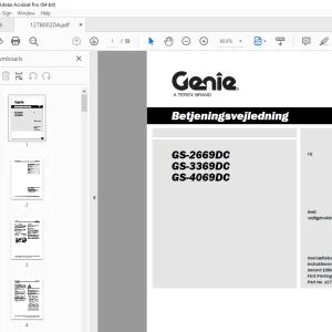 Genie GS-2669DC GS-3369DC GS-4069DC Betjeningsvejledning 1278002DA PDF