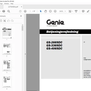 Genie GS-2669DC GS-3369DC GS-4069DC Betjeningsvejledning 237929DA PDF