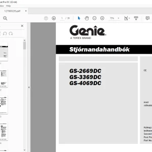 Genie GS-2669DC GS-3369DC GS-4069DC Stjórnandahandbók 1278002GTIS PDF